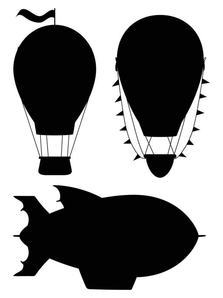Silhouette of Hot Air Balloons Floating in the Sky at Sunrise vector