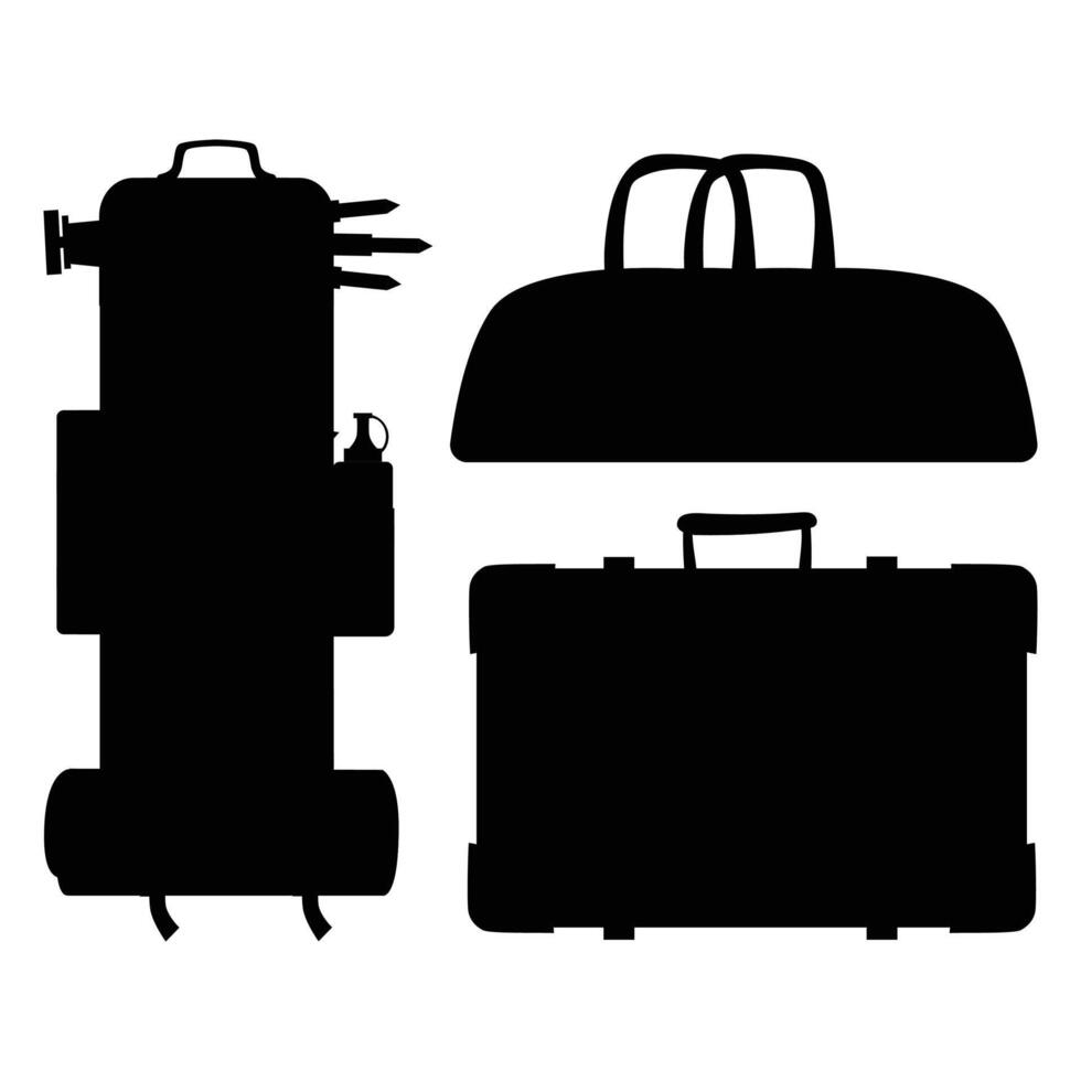 Silhouette of a Traveling Bag with Wheels at the Airport vector