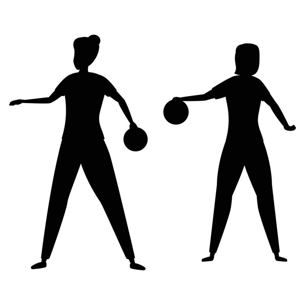 Silhouette of a Bowling Player Rolling a Ball in Action vector