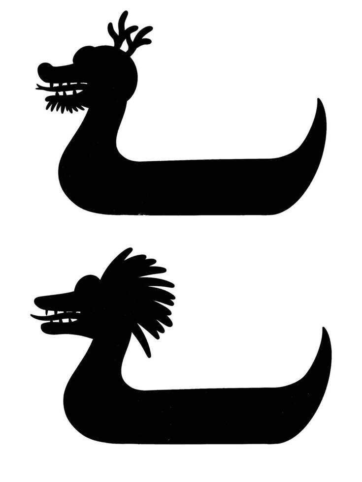 Silhouette of a Dragon Boat Racing on the Water at Sunset vector