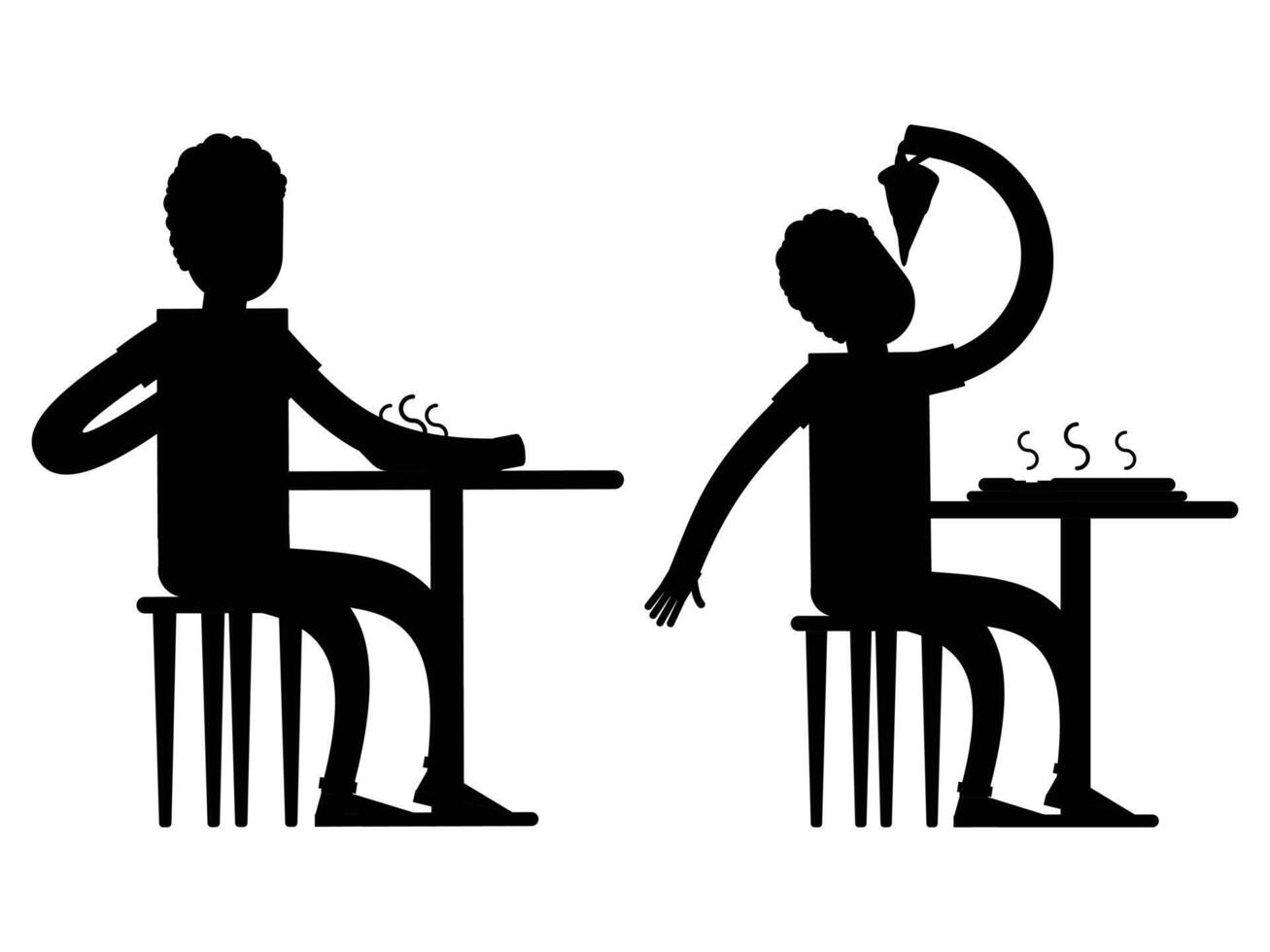 Silhouette of People Eating Together at a Table vector