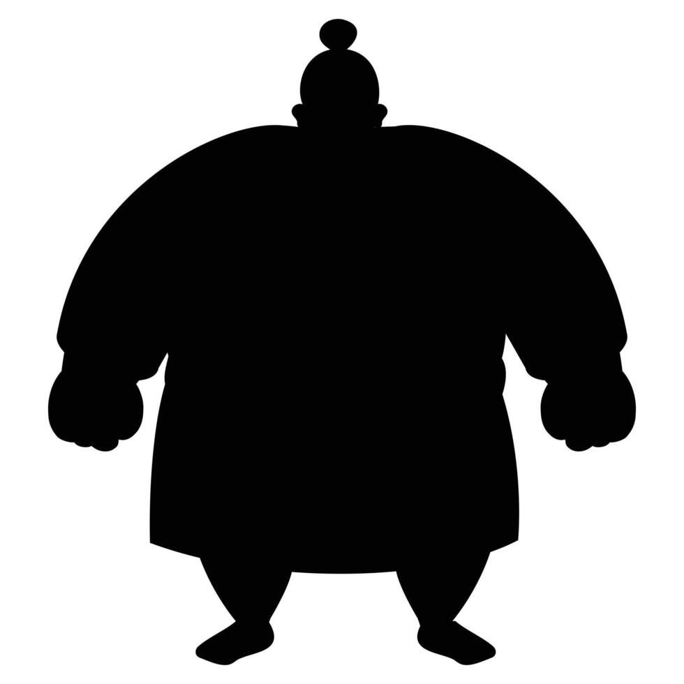 Silhouette of Sumo Wrestlers in a Traditional Match vector