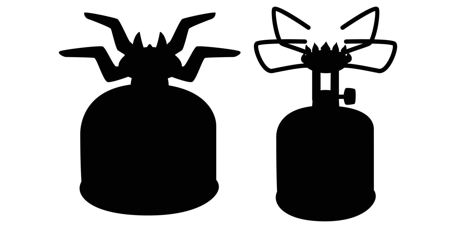 Silhouette of a Portable Gas Stove for Tourists in the Outdoors vector