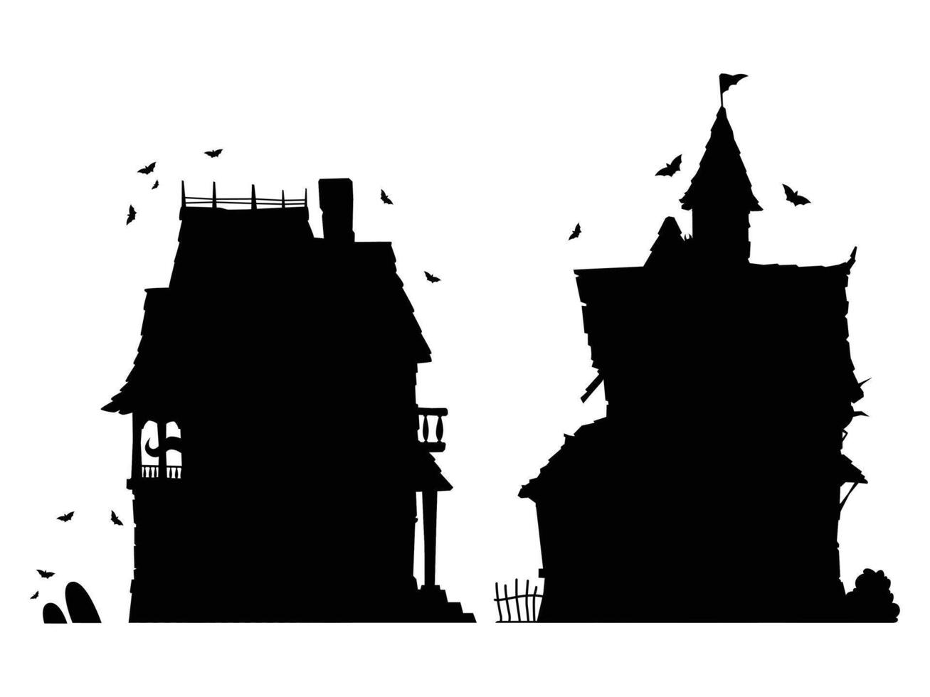 Silhouette of a Haunted House Against a Full Moon vector