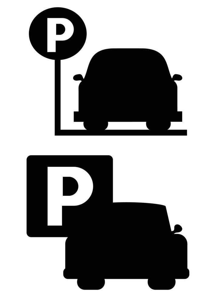 Silhouette of a Car Parking in a Parking Lot at Sunset vector