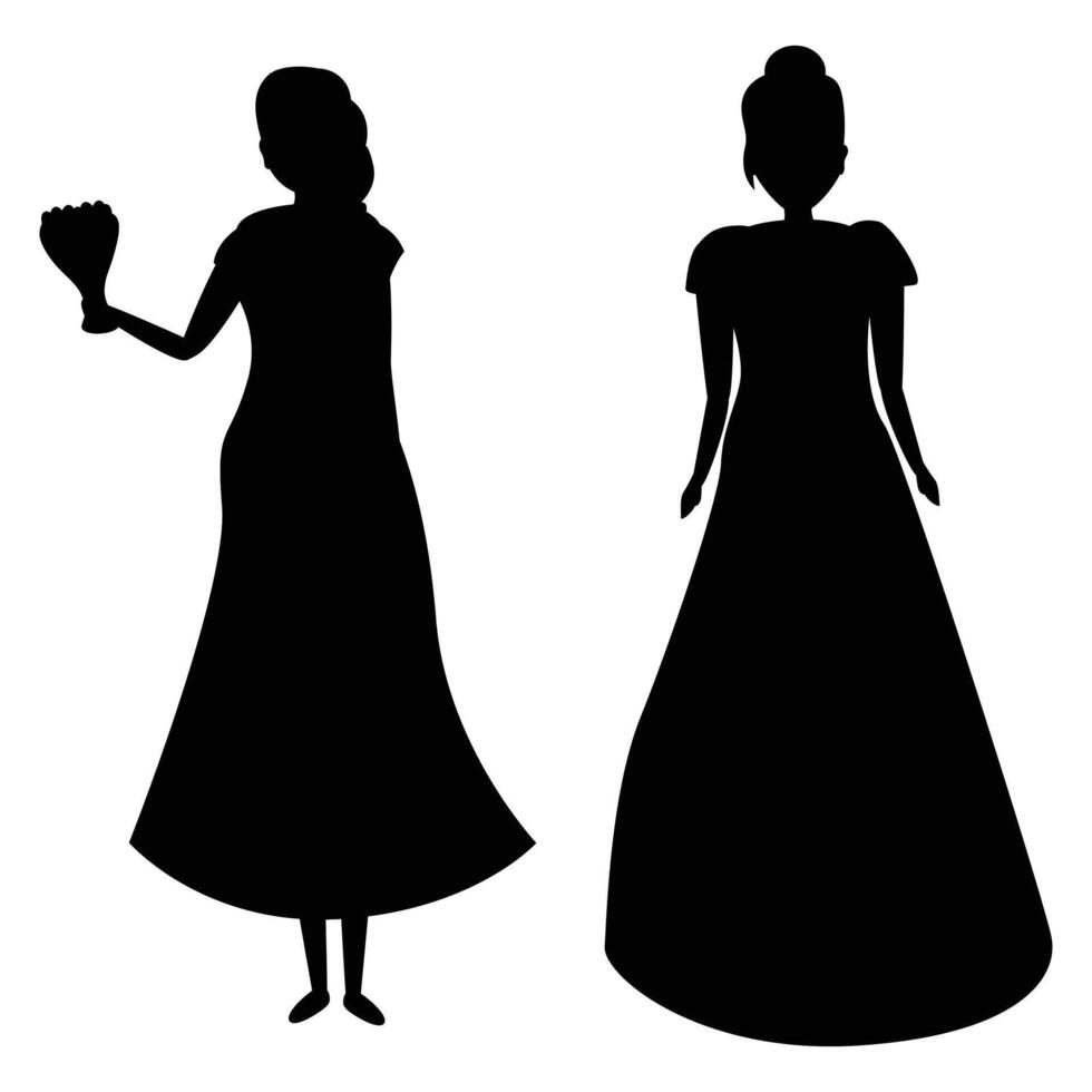 Elegant Silhouettes of Wedding Dresses on Display vector