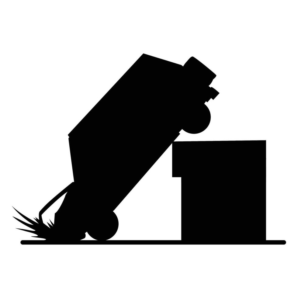 Silhouette of Crashed Cars on a Darkened Road vector