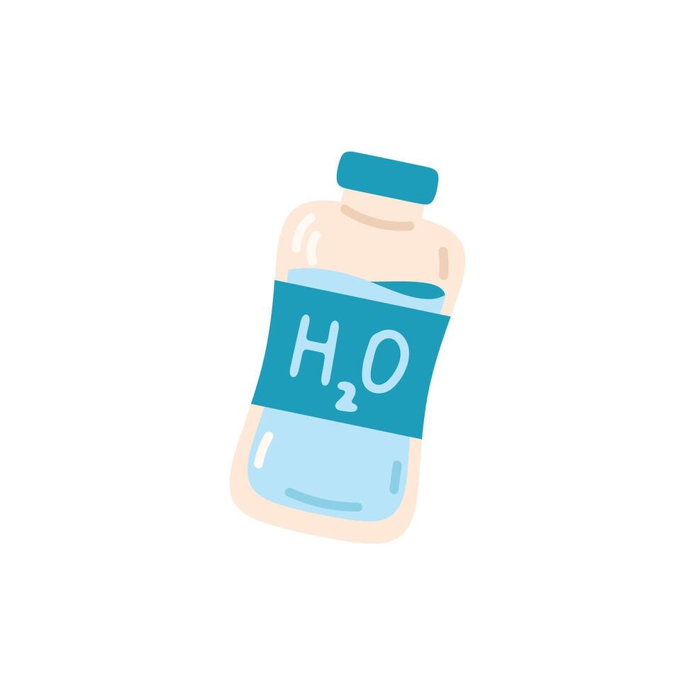 H2O water bottle icon in flat color style. Soda drink vector