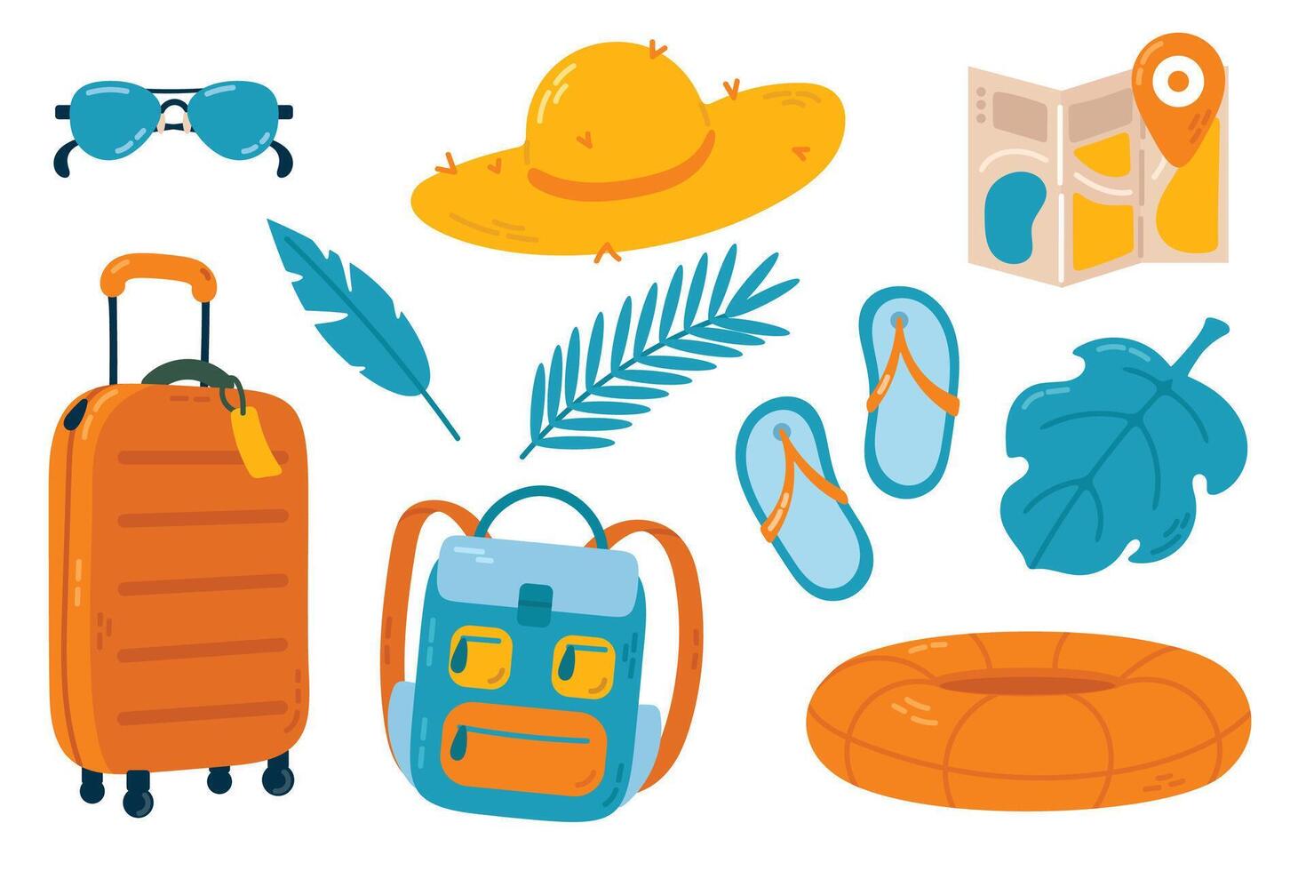 Set of travel and tourism item. Flat illustration on white background vector