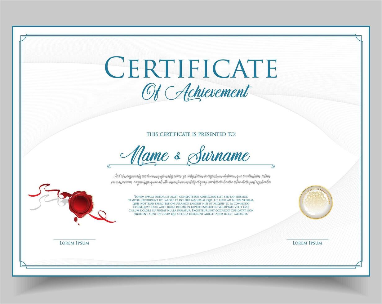 Blue Certificate or diploma retro design template stock illustration vector