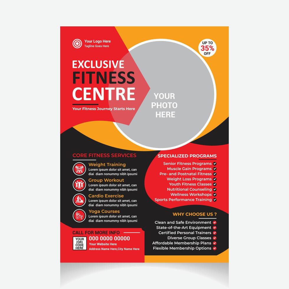 GYM Fitness Flyer design template layout vector