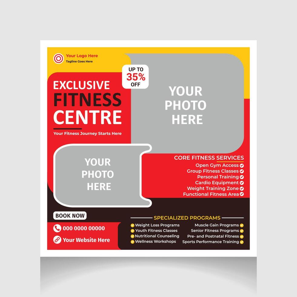 GYM Fitness's social media post design template vector