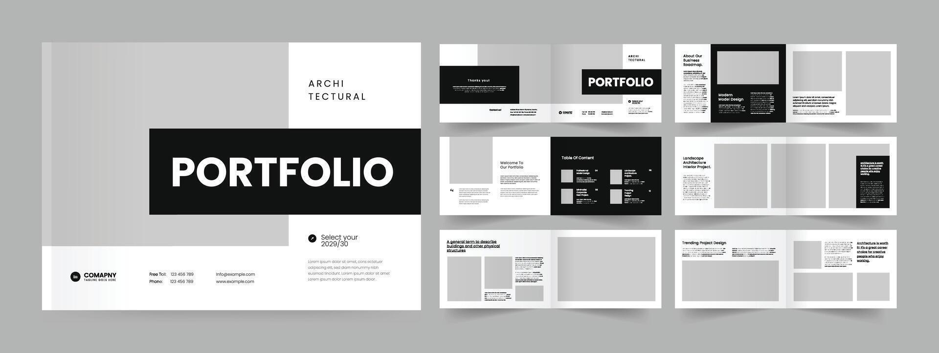 Architecture Portfolio Design, Landscape Portfolio Template vector
