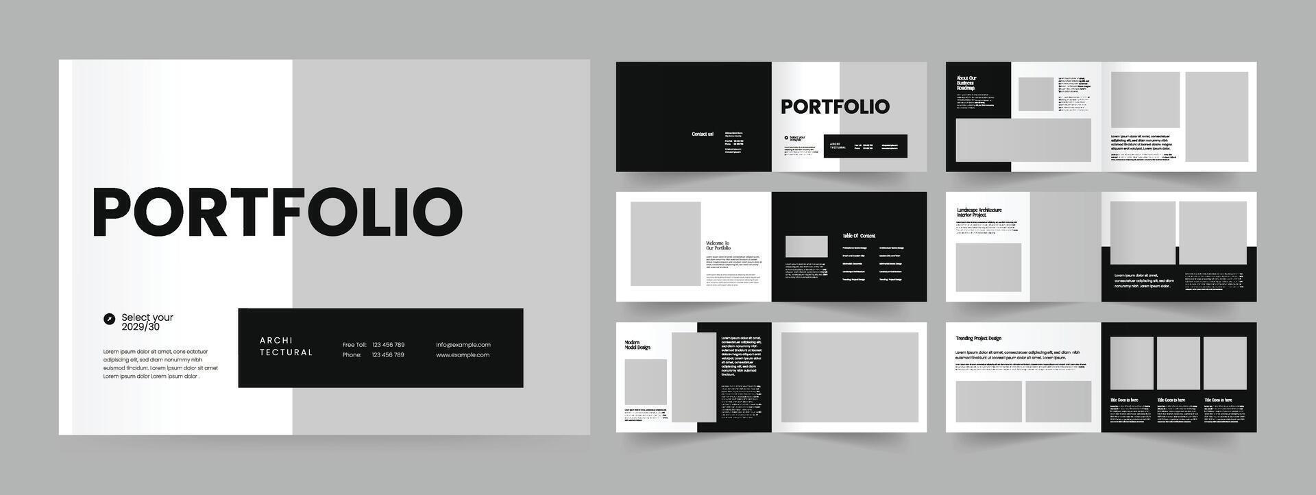 Architecture Portfolio Design, Landscape Portfolio Template vector