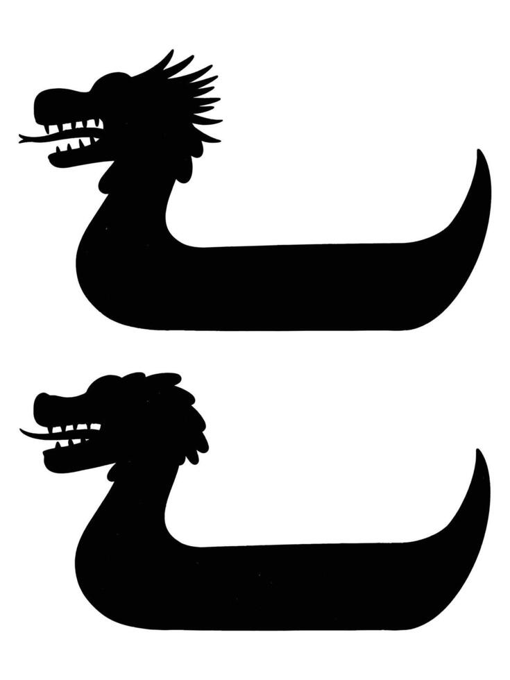 Silhouette of a Dragon Boat Racing on the Water at Sunset vector