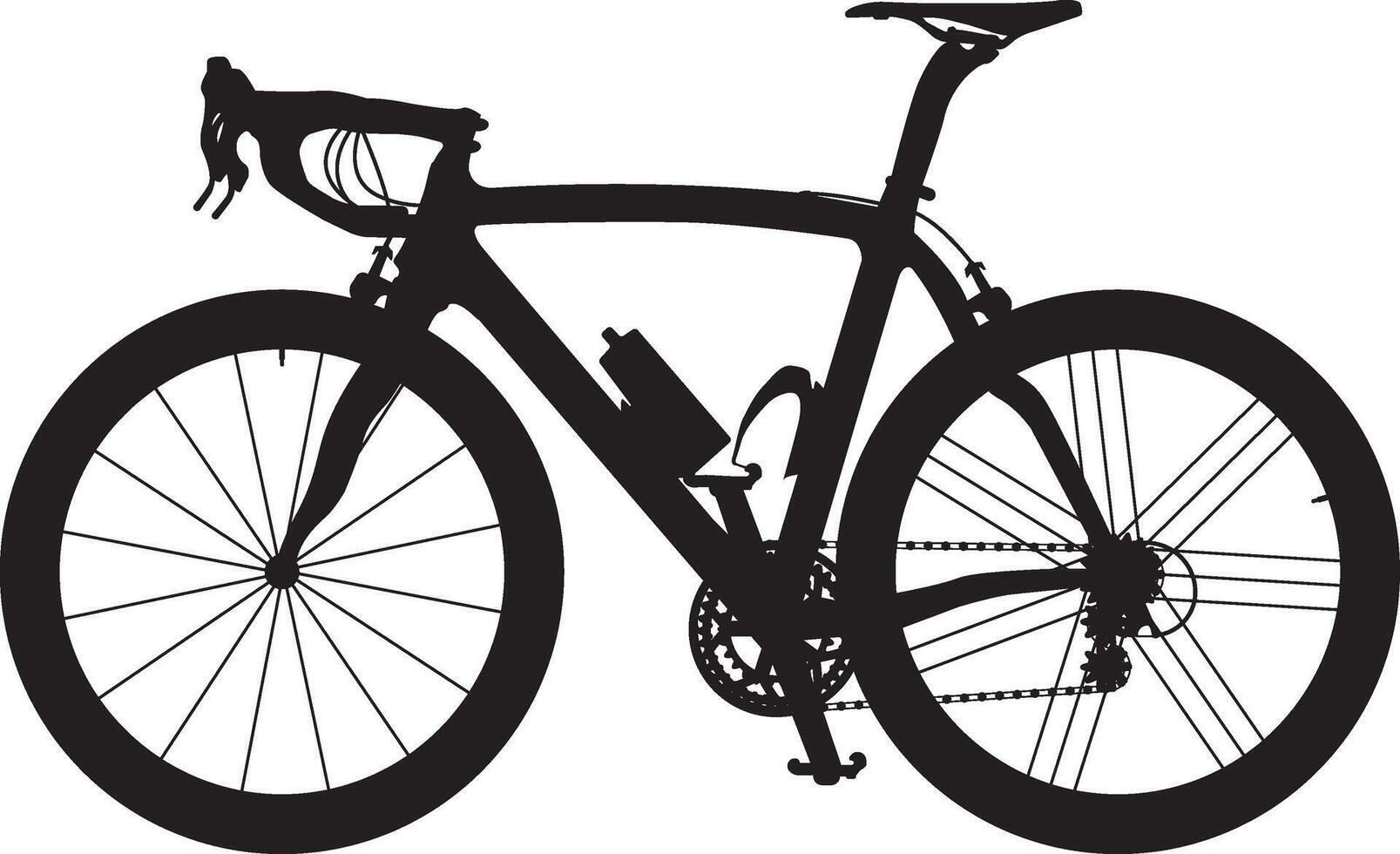 Road bike side view silhouette illustration with detailed part vector