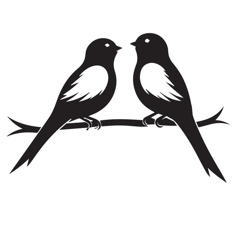 Birds on a Branch Silhouette vector