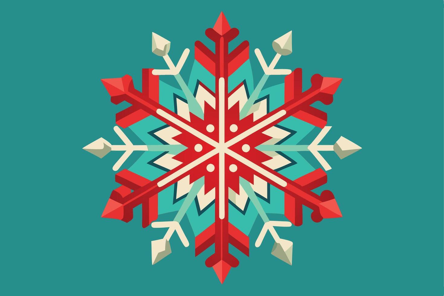 A snowflake is shown on a green background vector
