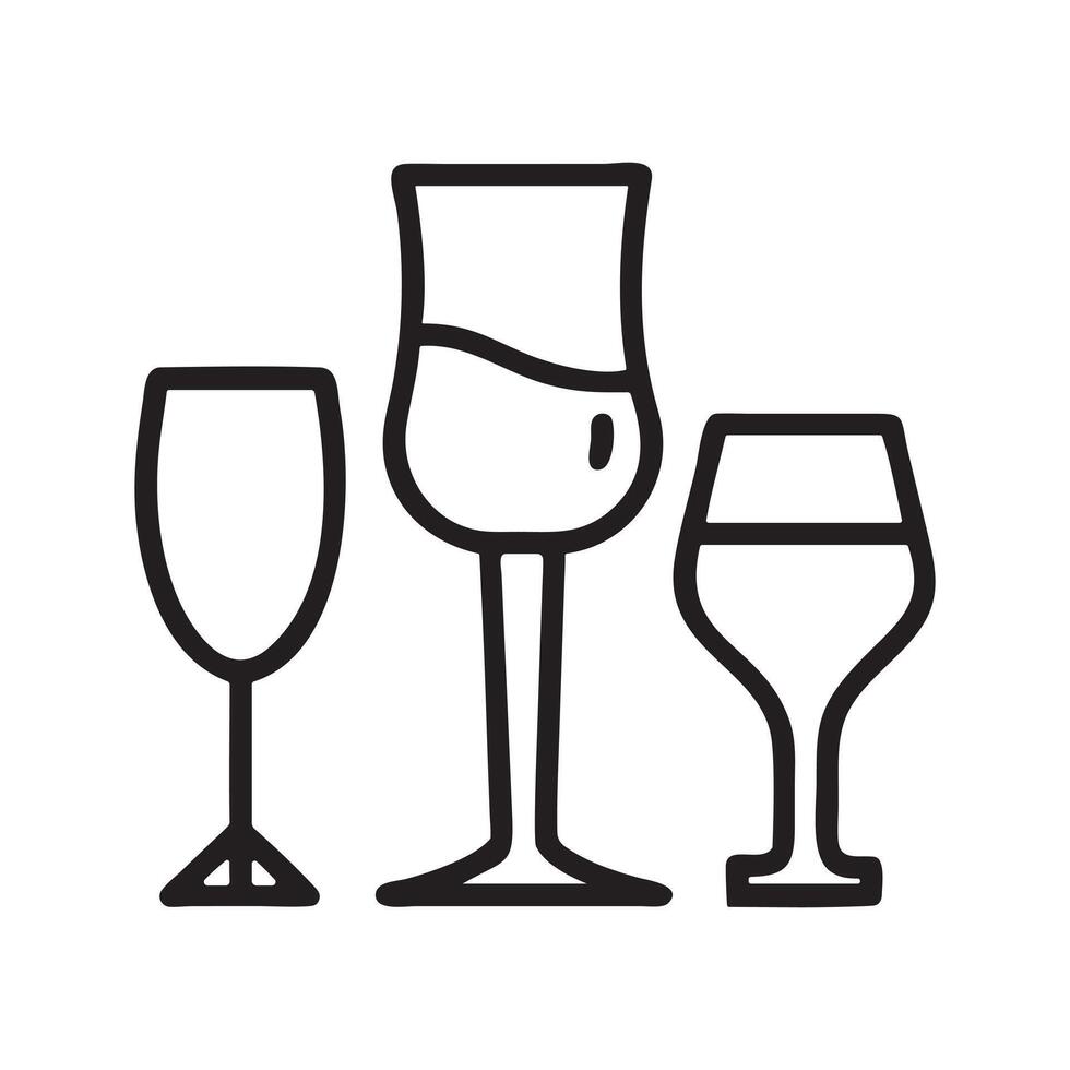 Two glasses of champagne icon illustration. vector