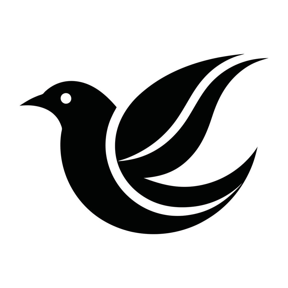 Bird Logo Black and White Icon Illustration. vector