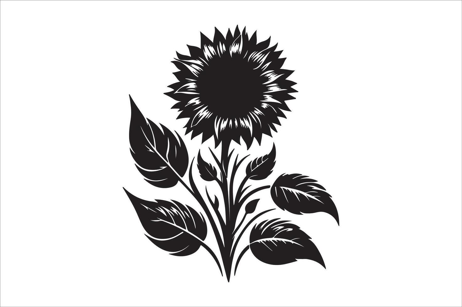 A black and white sunflower on a white background vector