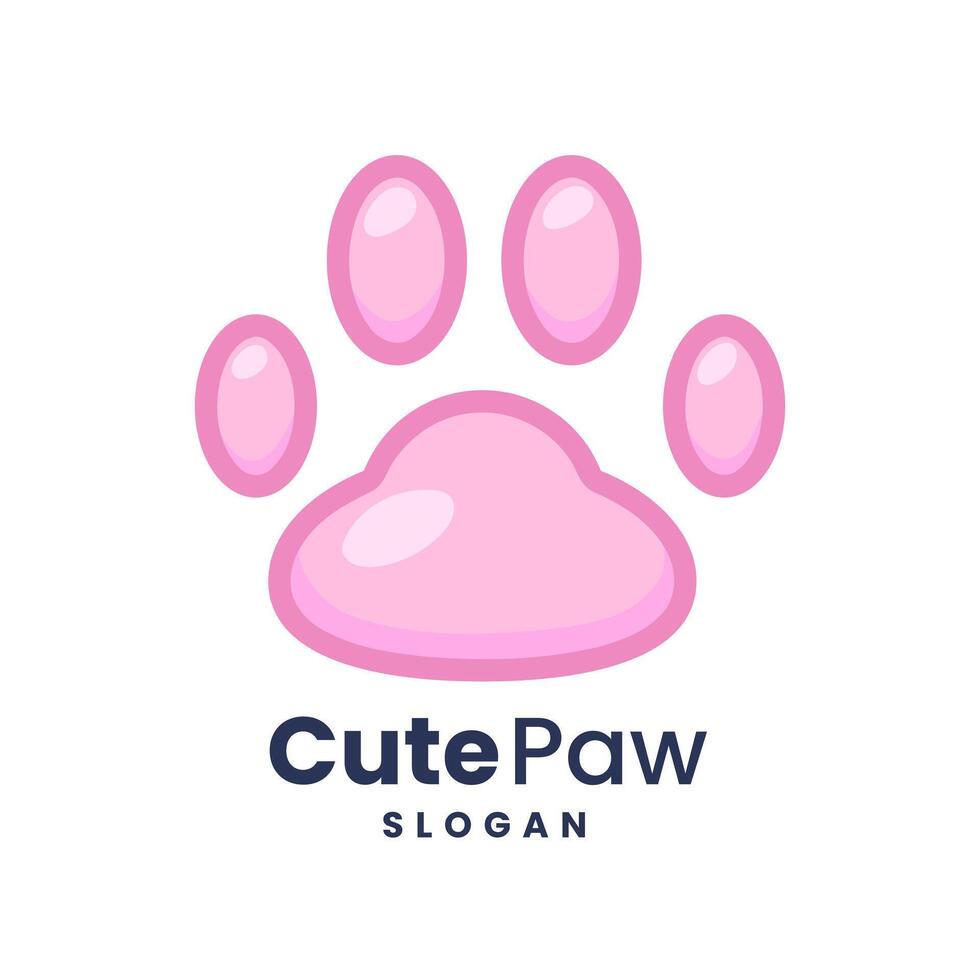 Cute paw logo design illustration vector