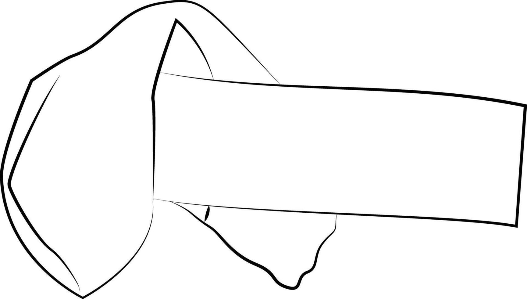 Hand drawn outline fortune cookie with blank paper template. vector