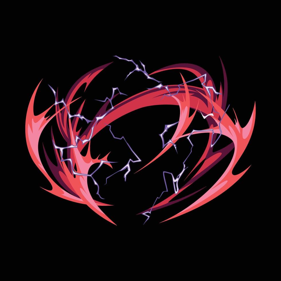red magic aura lightning effect vector