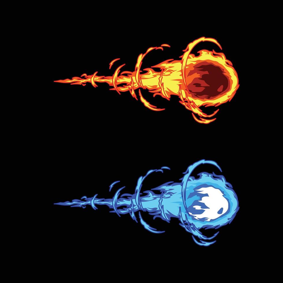 flame blue fire cartoon effect vector