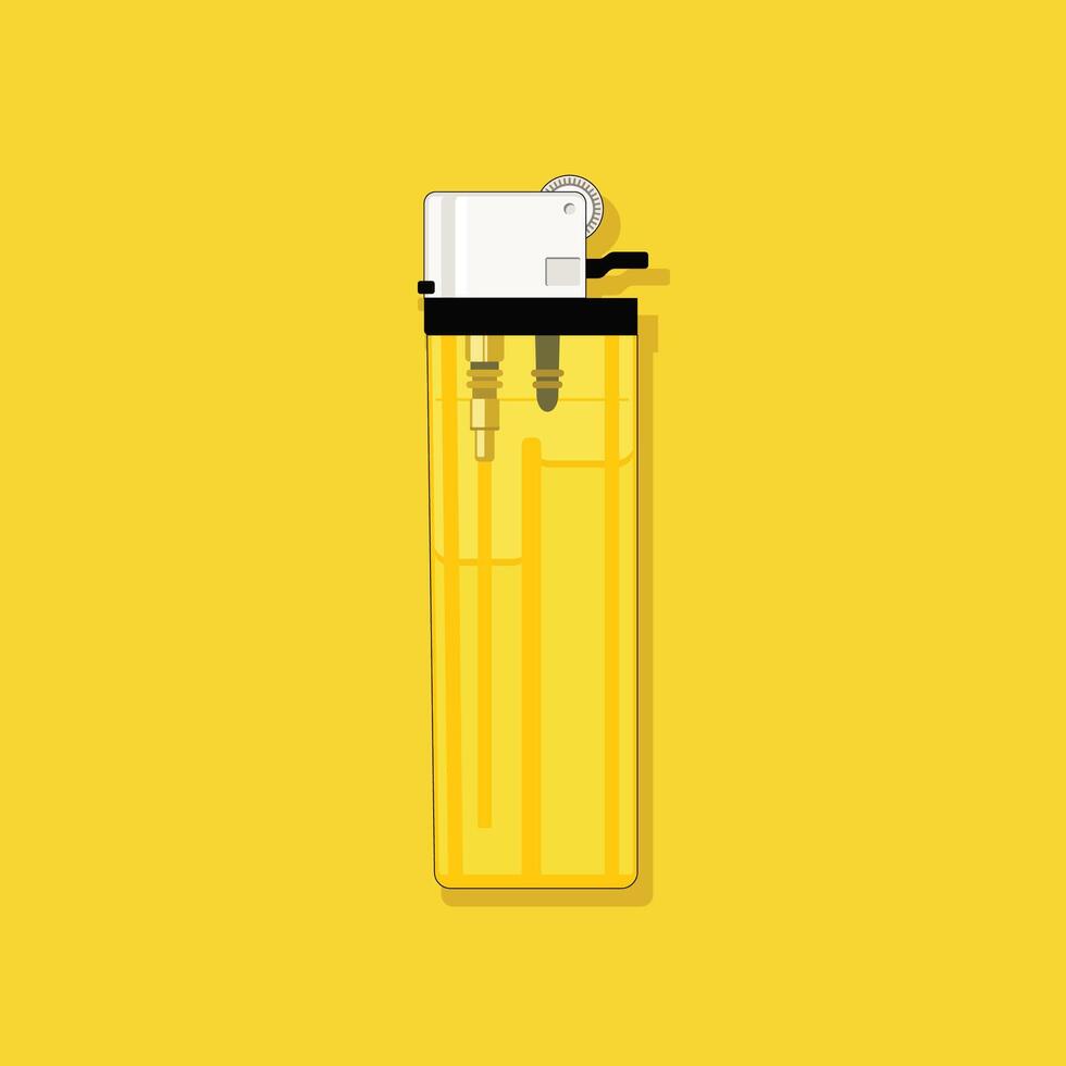 yellow plastic lighter flat illustration vector