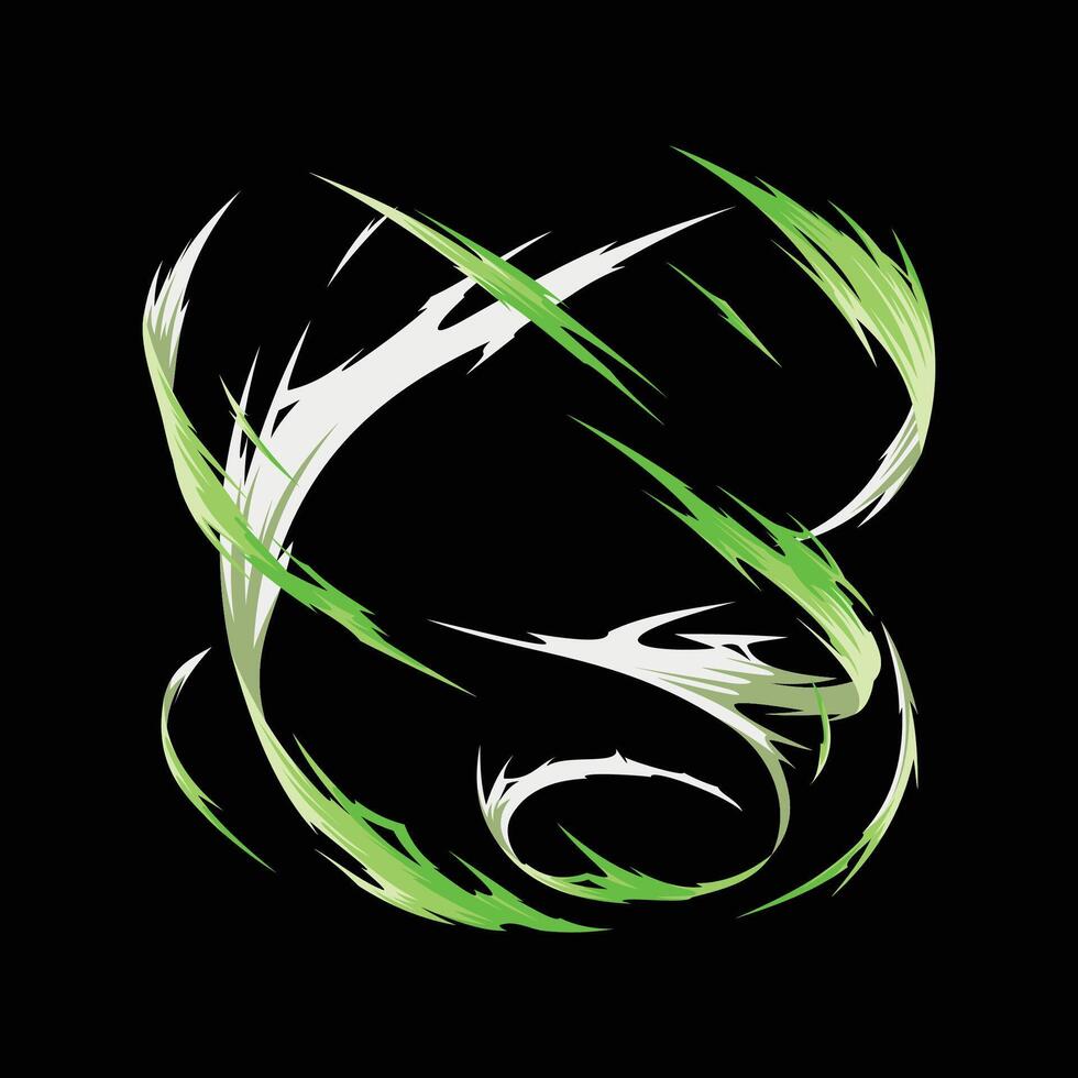 green whirl effect cartoon anime vector