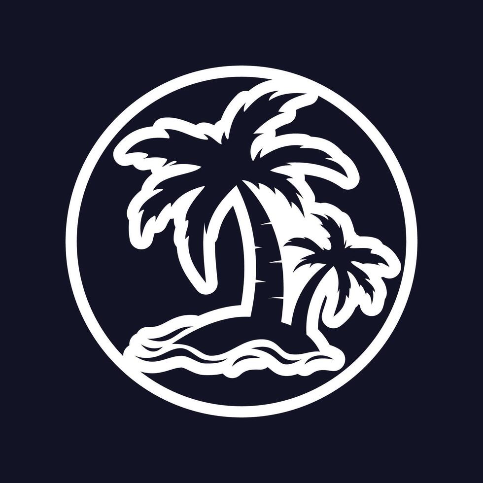 tropical beach palm tree logo vector