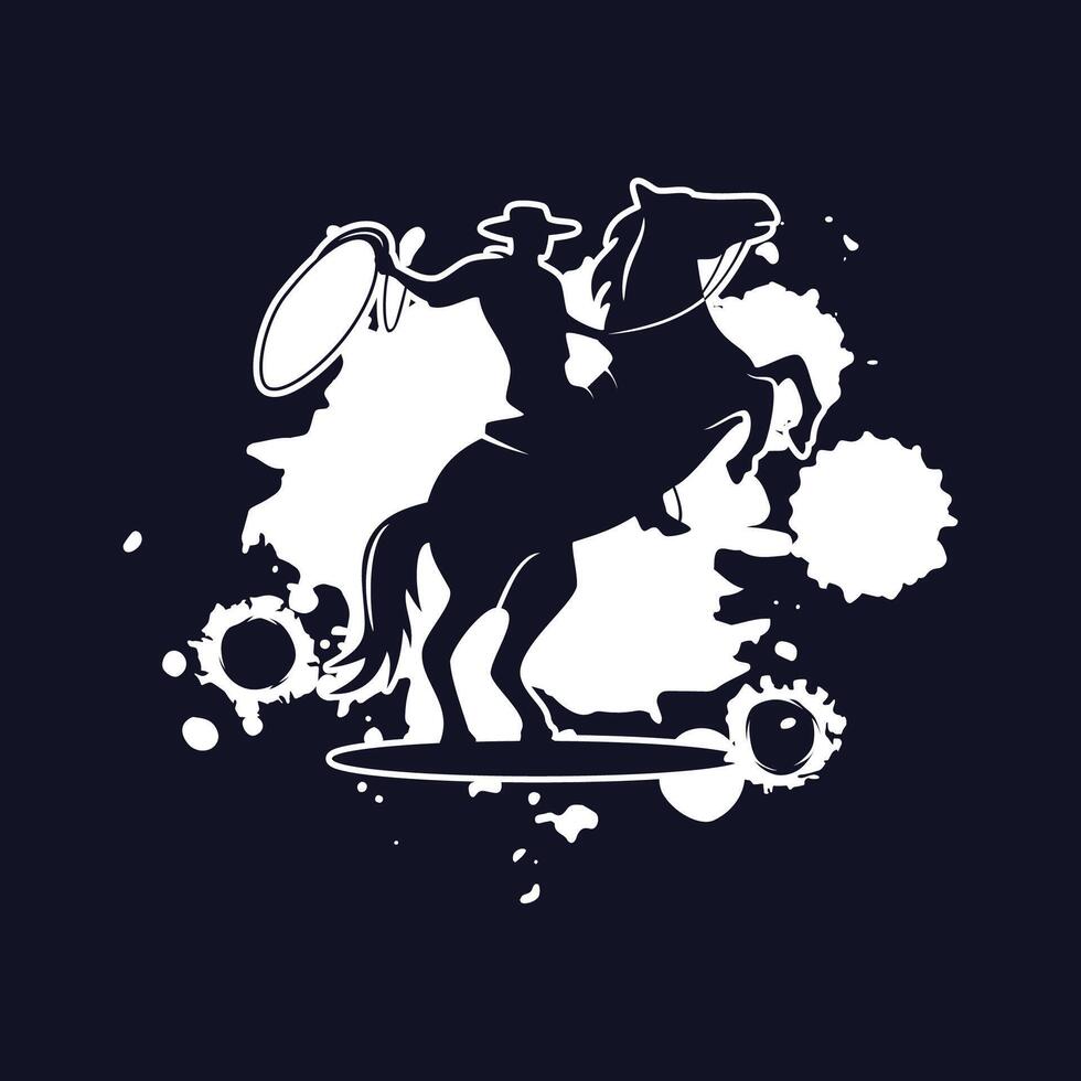 wild west lasso cowboy silhouette vector