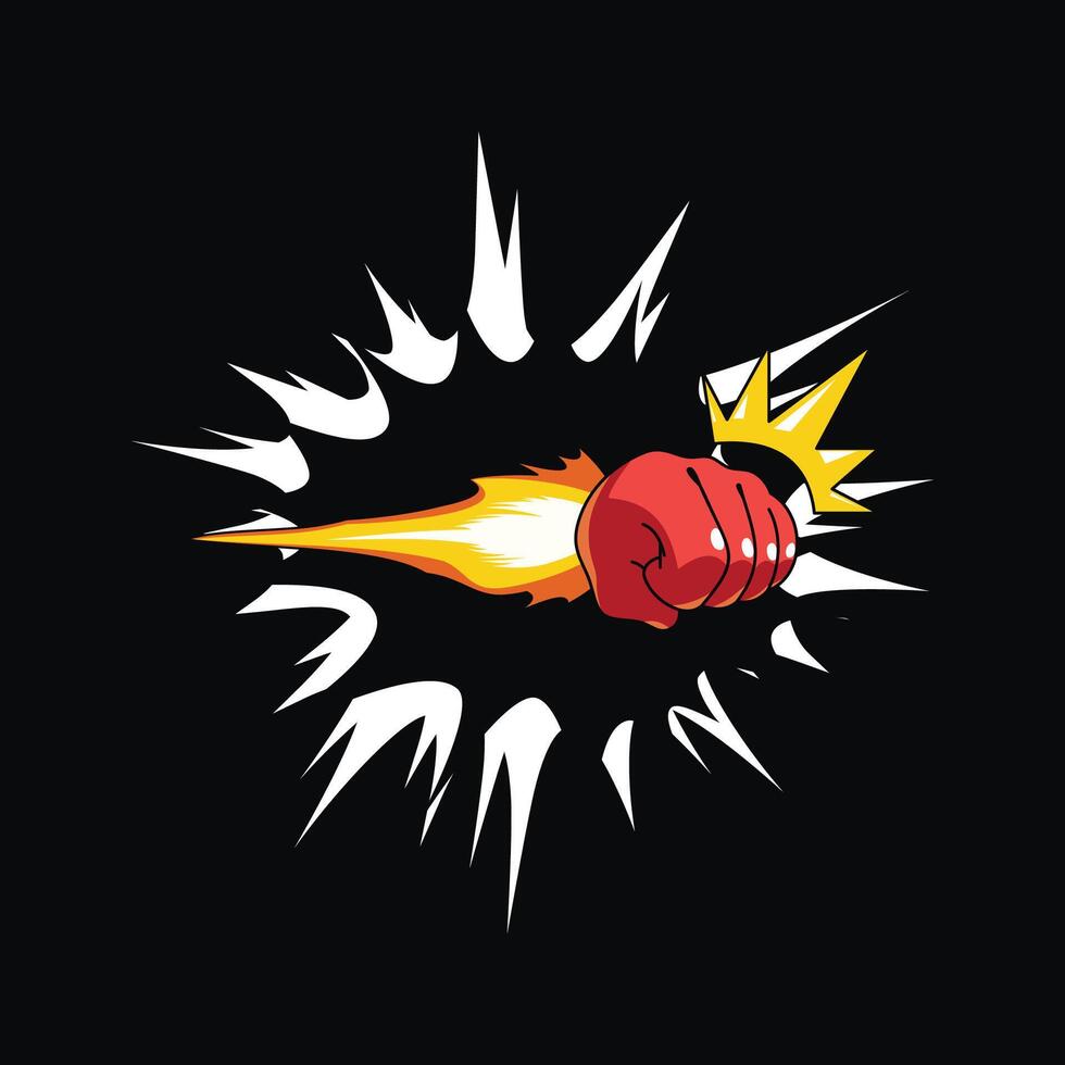 cartoon punch explosion fire rocket vector