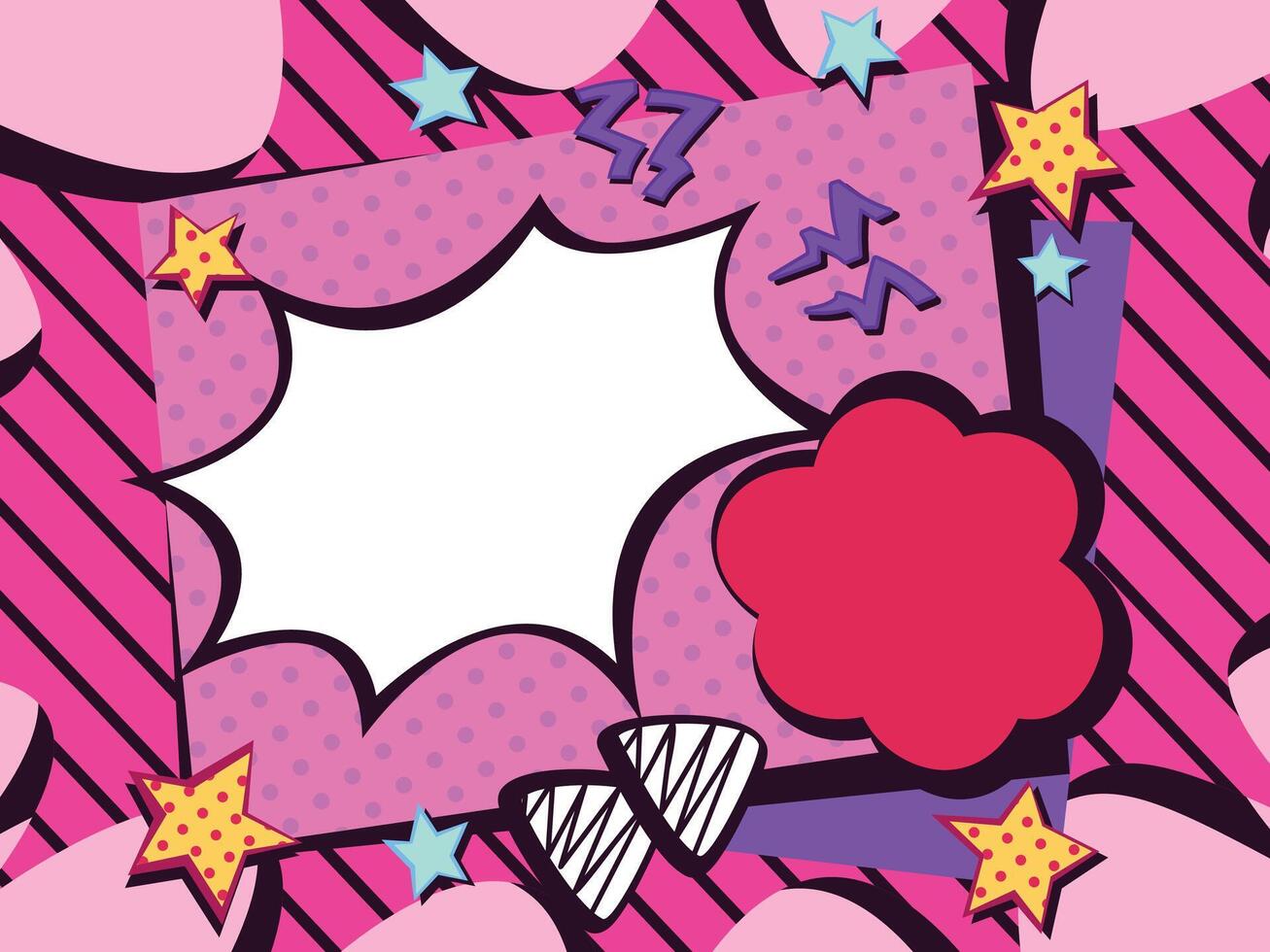 pink comic pop art background vector