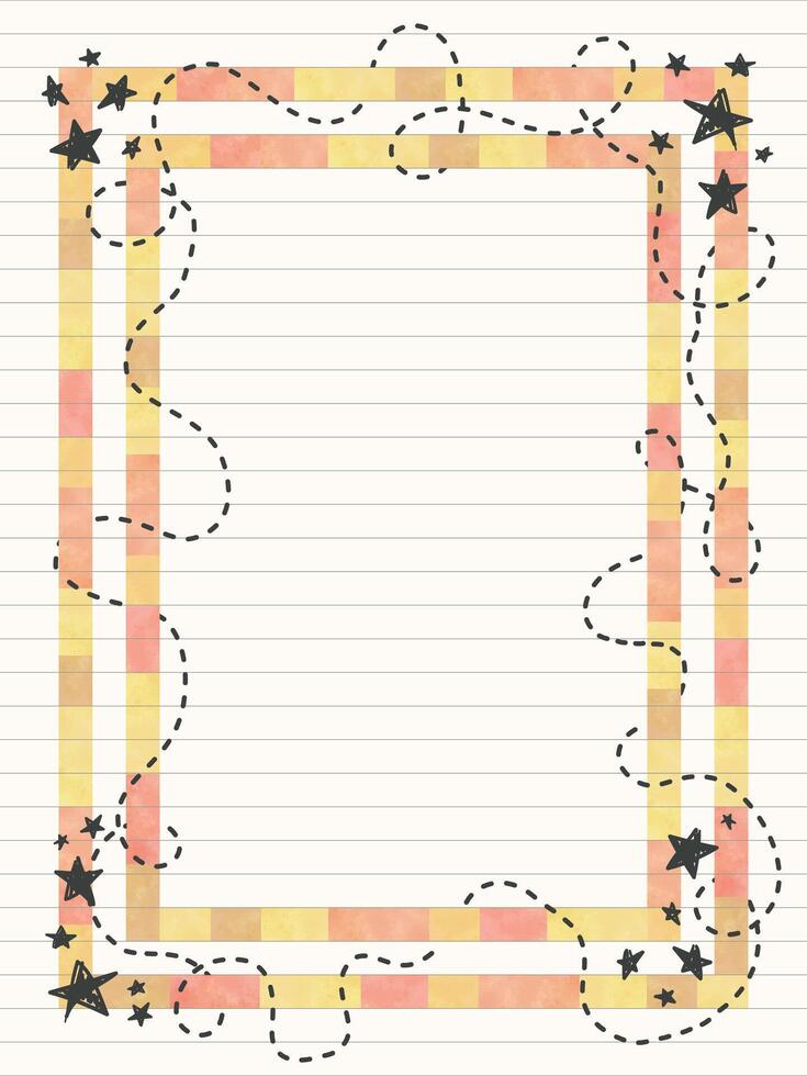dotted line star doodle journal page vector