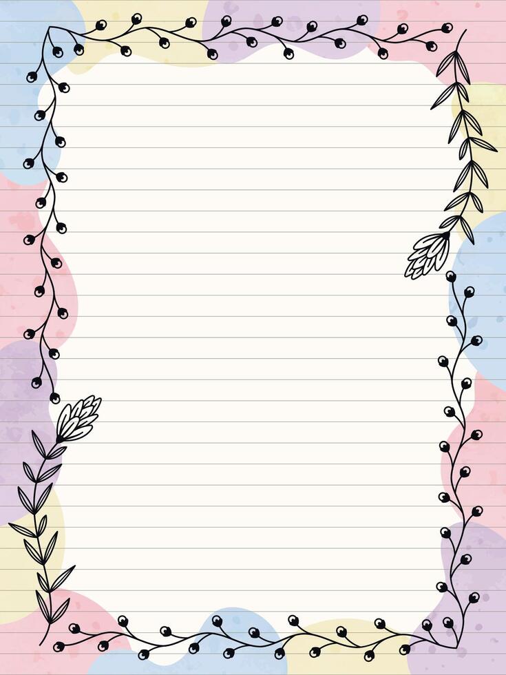 doodle plant frame journal page vector