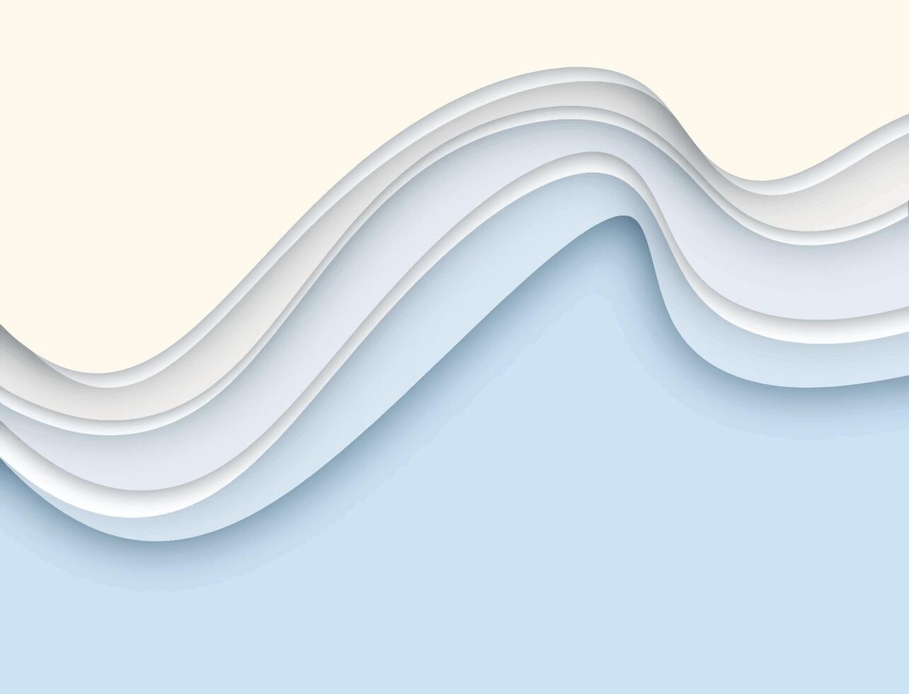 abstract wavy background with soft blue gradient colors with paper cut style vector