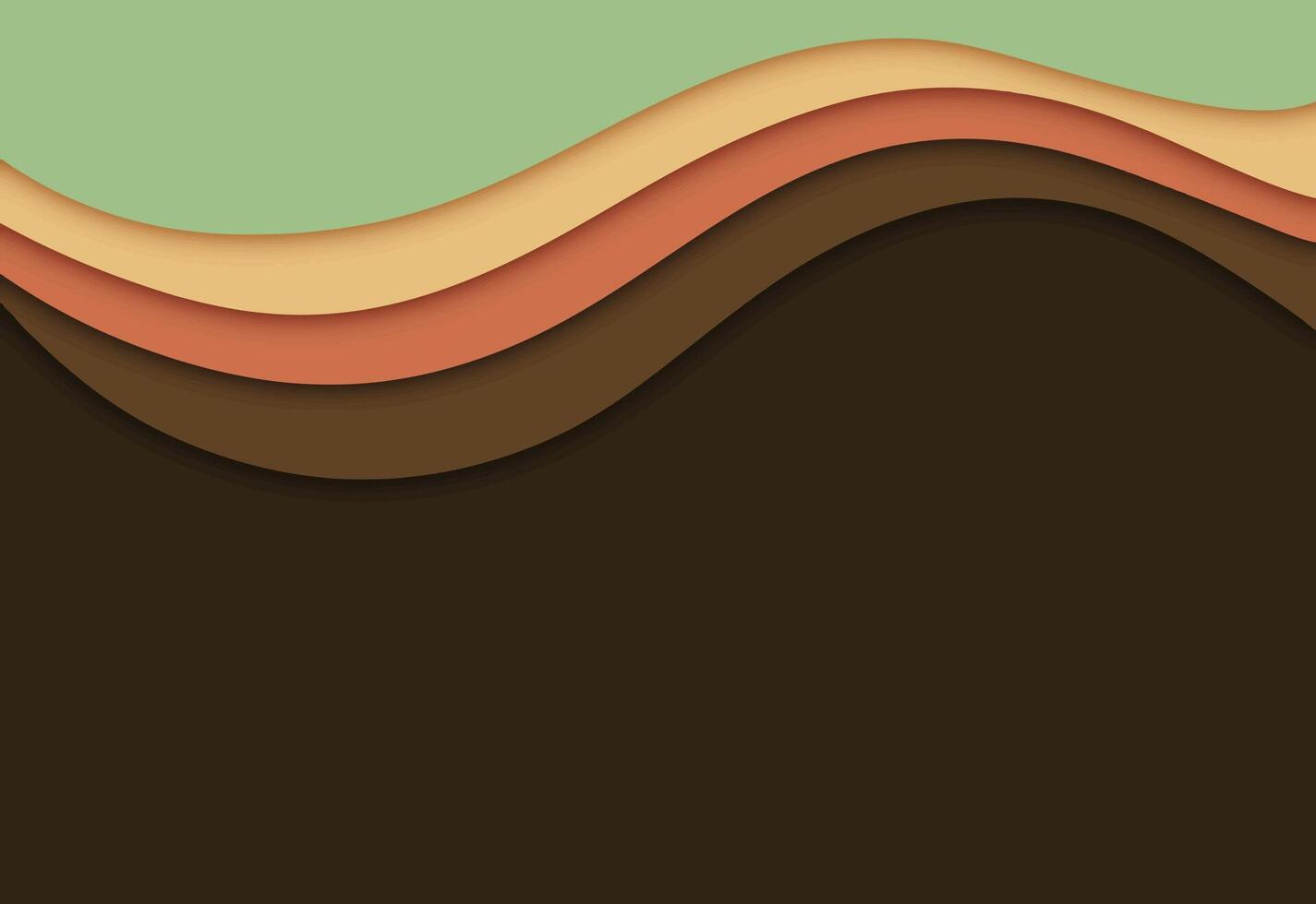 wavy modern background with brown, green, yellow, and orange colors with paper cut style vector