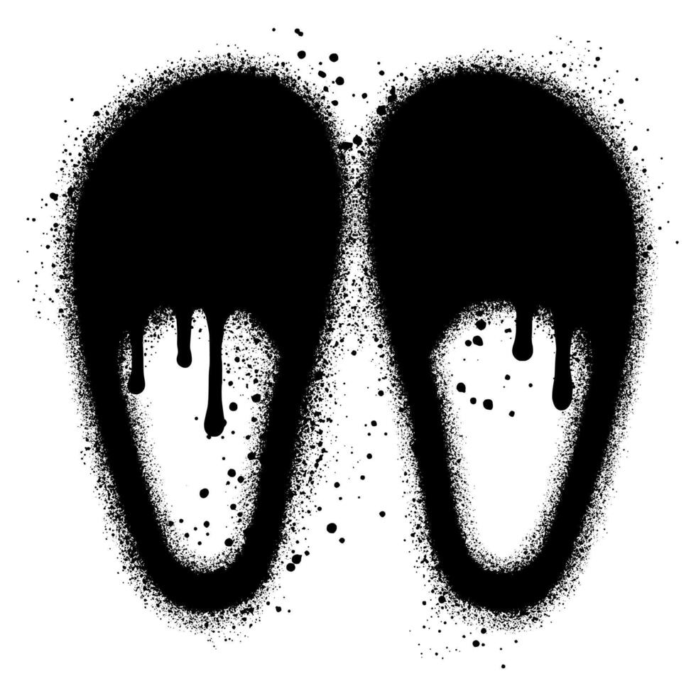Slippers graffiti with black spray paint. vector