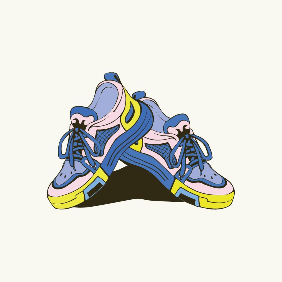 Colorful Lined Sneaker Design in Japan Style vector