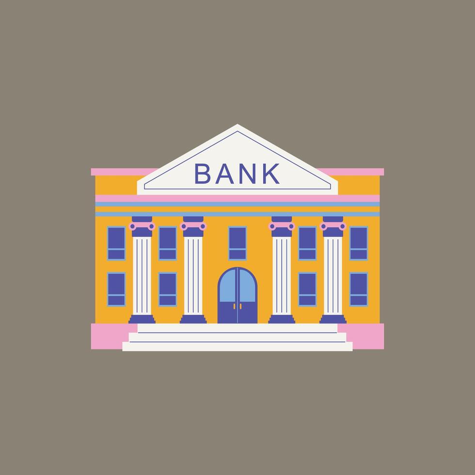 Colorful Flat Semi-Realistic Buildable Bank vector