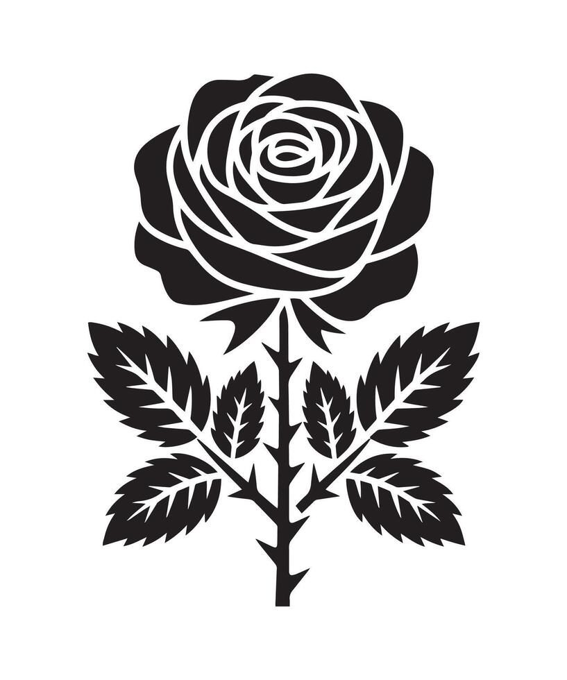 Geometric Black Rose on a Clean White Canvas vector