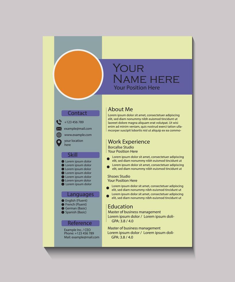 Professional Green Resume Template with Modern Design vector