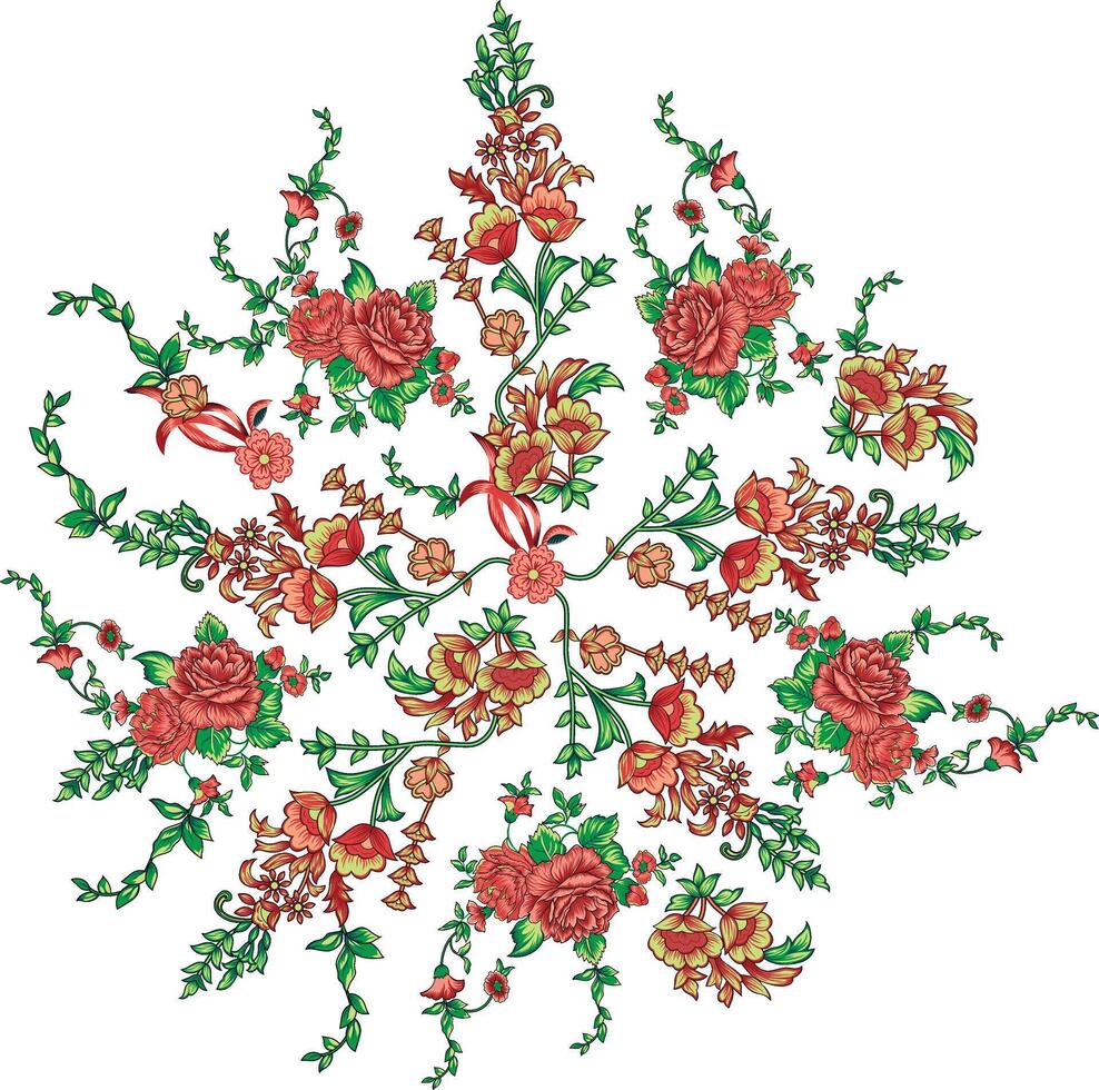 three-tone solid simple abstract roses flowers pattern with bright color background vector