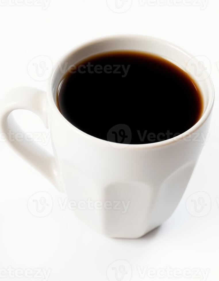 Hot coffee in a white mug on a light background, perfect for a cozy morning routine or afternoon break photo