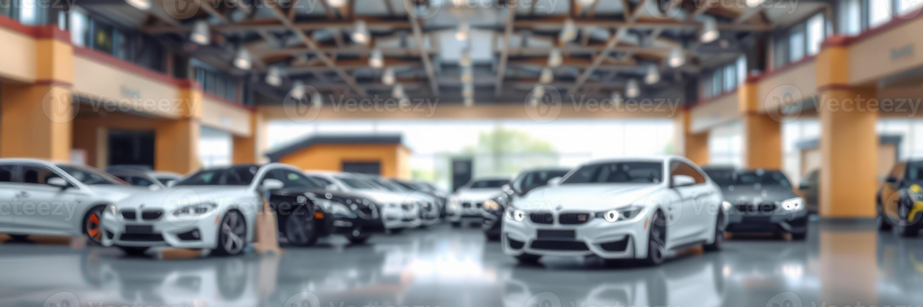 Luxury cars showcased in a modern showroom with bright lighting and spacious design photo
