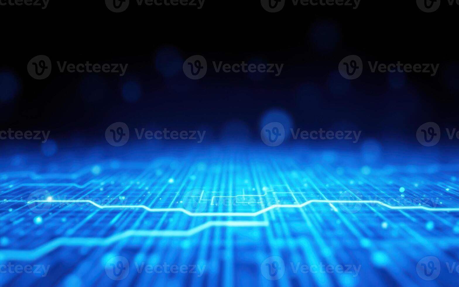 Bright blue digital circuit background with glimmering effects for technology design photo