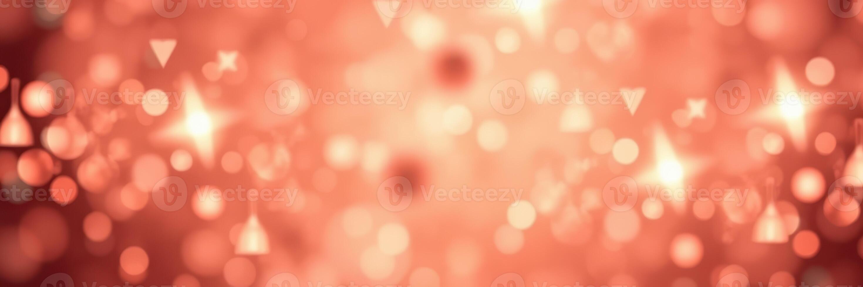 Beautiful abstract bokeh background with warm red and orange tones creating a vibrant, festive atmosphere photo