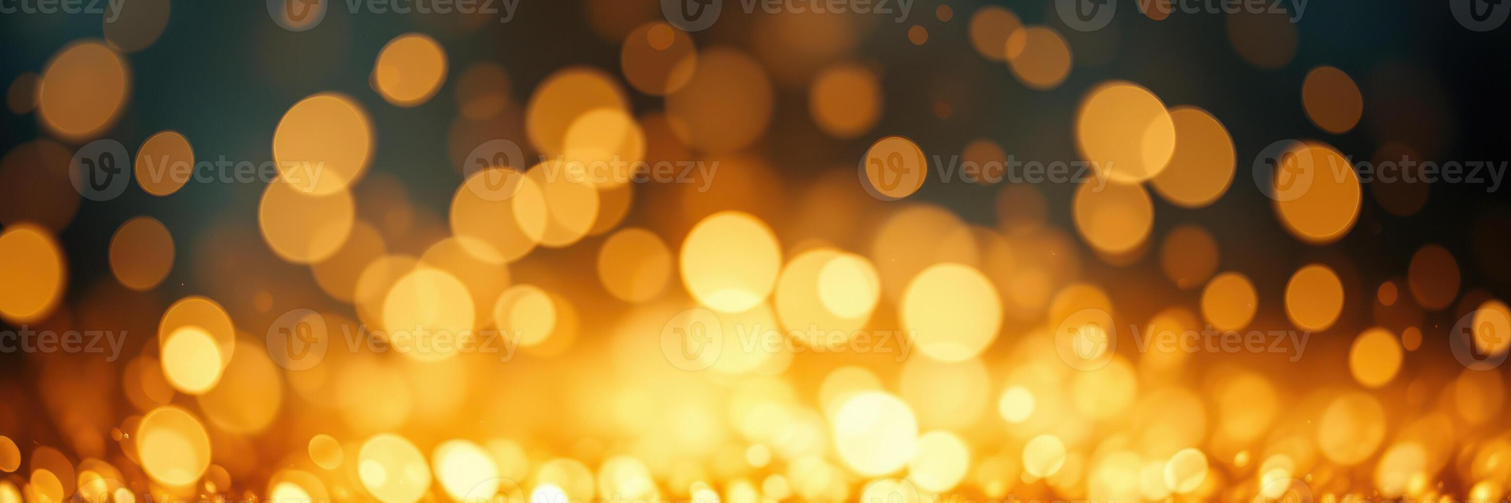 Glowing golden lights create a warm ambiance during a festive evening celebration photo